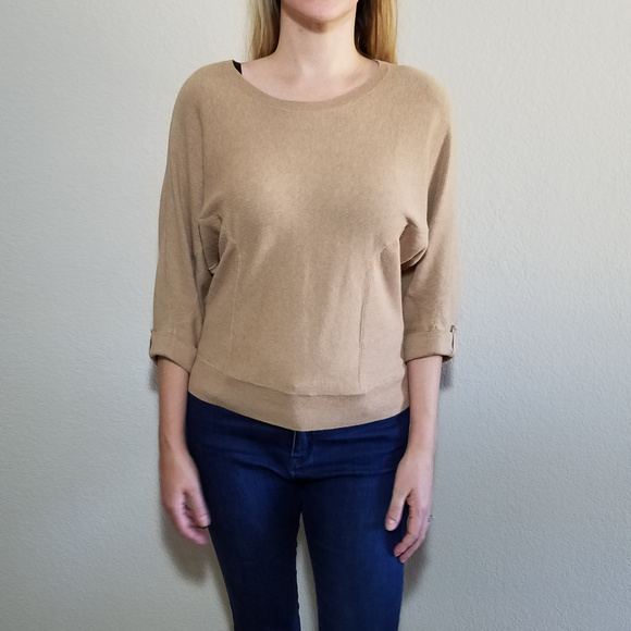 CHICO'S CAMEL BEIGE TAN SWEATER SZ 1 = MEDIUM - Picture 5 of 6